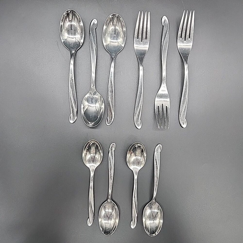 10pcs-International Stainless Flatware 3 Soup 4 Tea Spoons 3 Forks